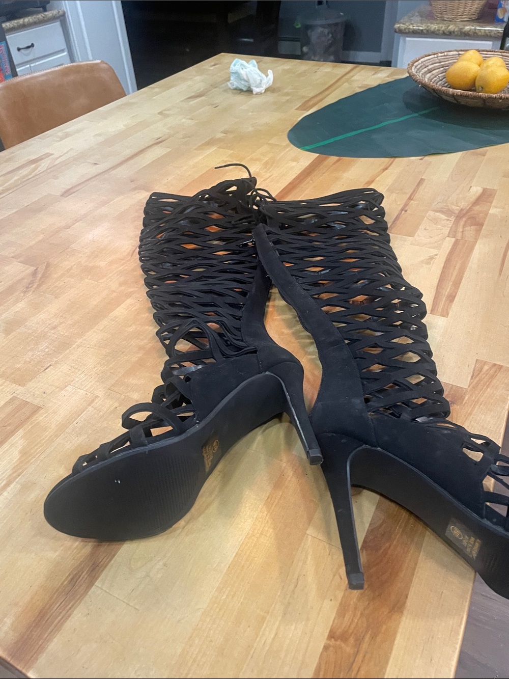 Paprika Black Over-the-Knee Strappy Stiletto Boots
